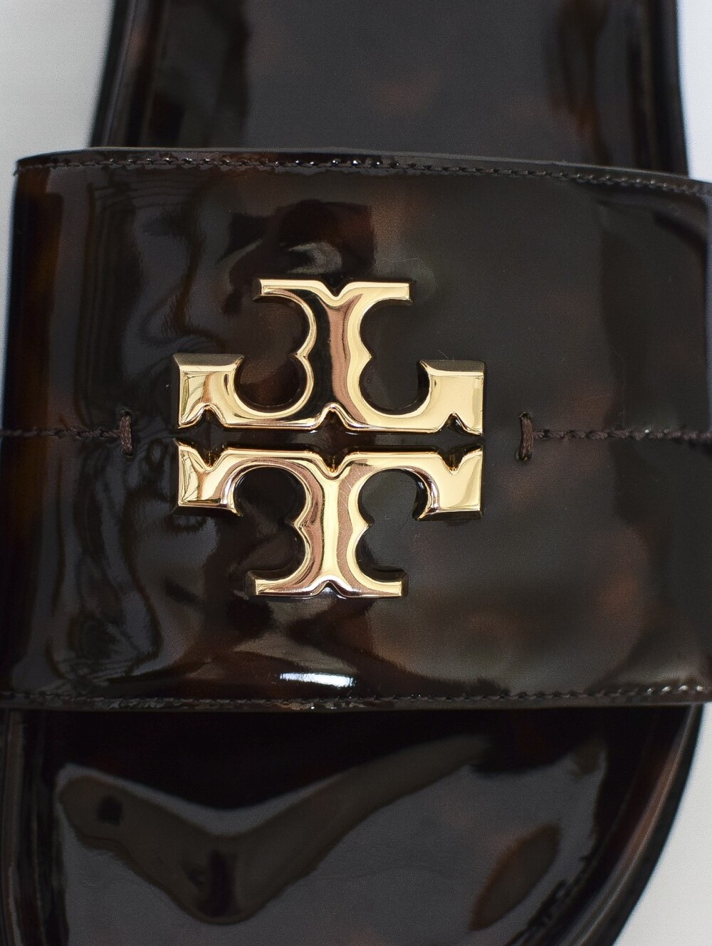 🌸Tory Burch Everly Anatomic Lug Slide Sandals Tortoise Shell Leather Brown Sz 7 - Picture 4 of 16